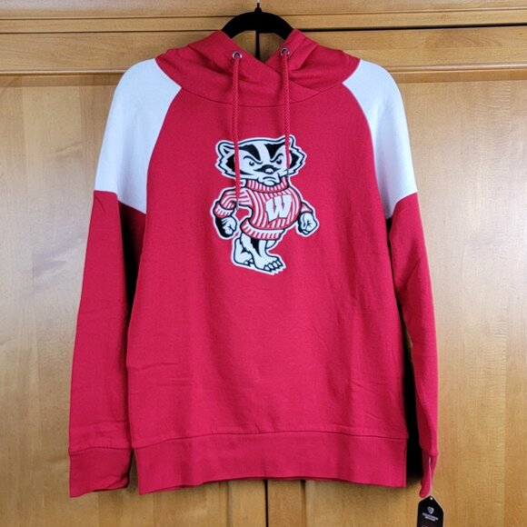 NWT Colosseum University of Wisconsin Badgers Red White Bucky Hooded Sweatshirt - Picture 1 of 8